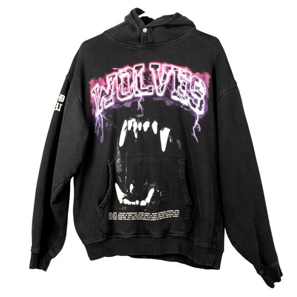 Darc Sport Wolves Club Blood Thunder Spellout Hoodie Fangs Sz L Pink/Purple/Blk - Picture 1 of 11
